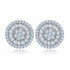 Baguette 18K White Gold Plated Round Cut Cubic Zircon Men Women Cluster Earrings